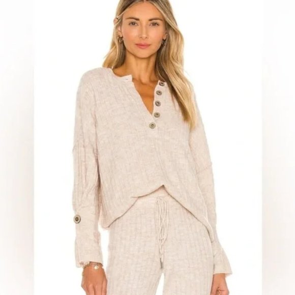 Free People Sweaters - Free People Around The Clock Ribbed Sweater Heather Oatmeal Size Medium